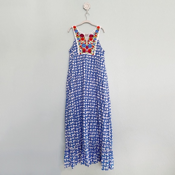 eshakti Dresses & Skirts - Eshakti•Boho Maxi Dress with Floral Embroidery